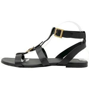 Dior Black Leather Gladiator Gold Buckle Flat Sandals - Size 41